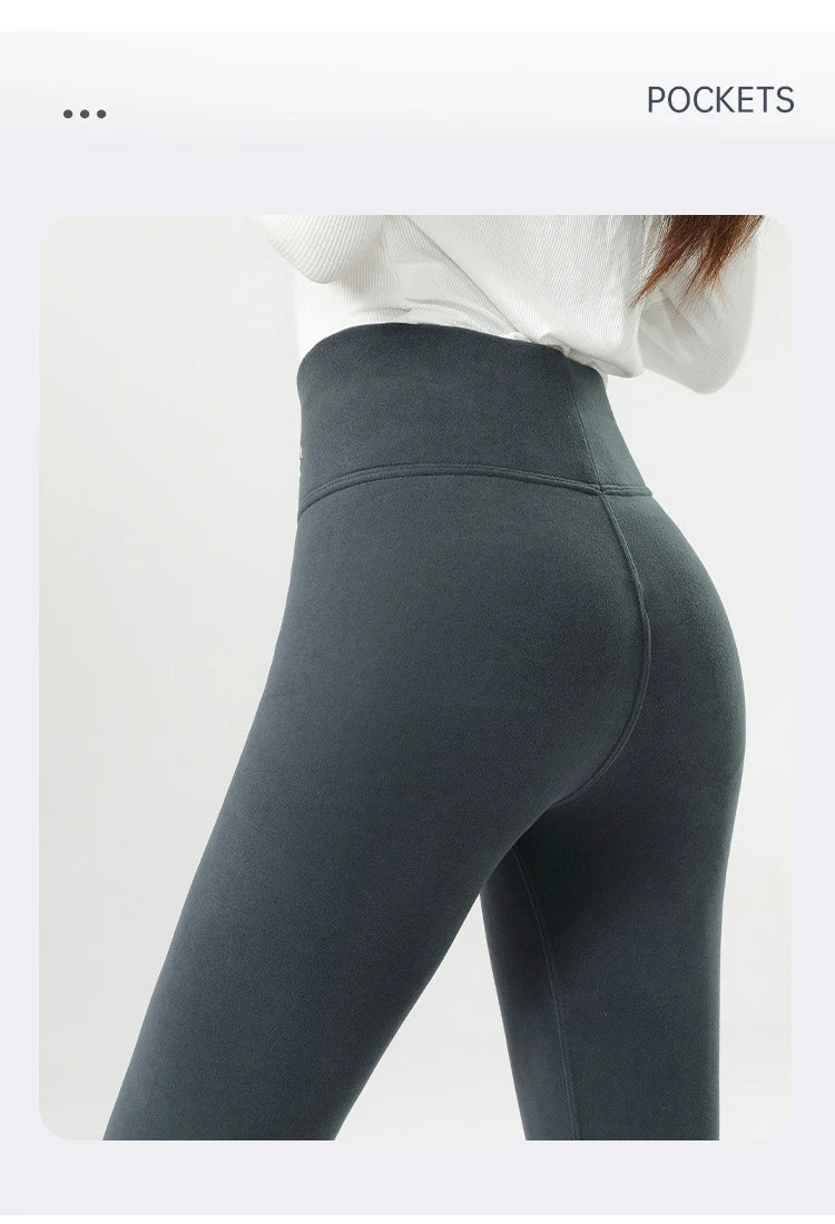 BIVIGAOS New Winter Warm Lambs Velvet Leggings Women High Waist Cotton Padded Pants Seamless Fleece Thickened Thermal Leggings