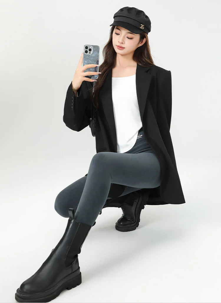 BIVIGAOS New Winter Warm Lambs Velvet Leggings Women High Waist Cotton Padded Pants Seamless Fleece Thickened Thermal Leggings