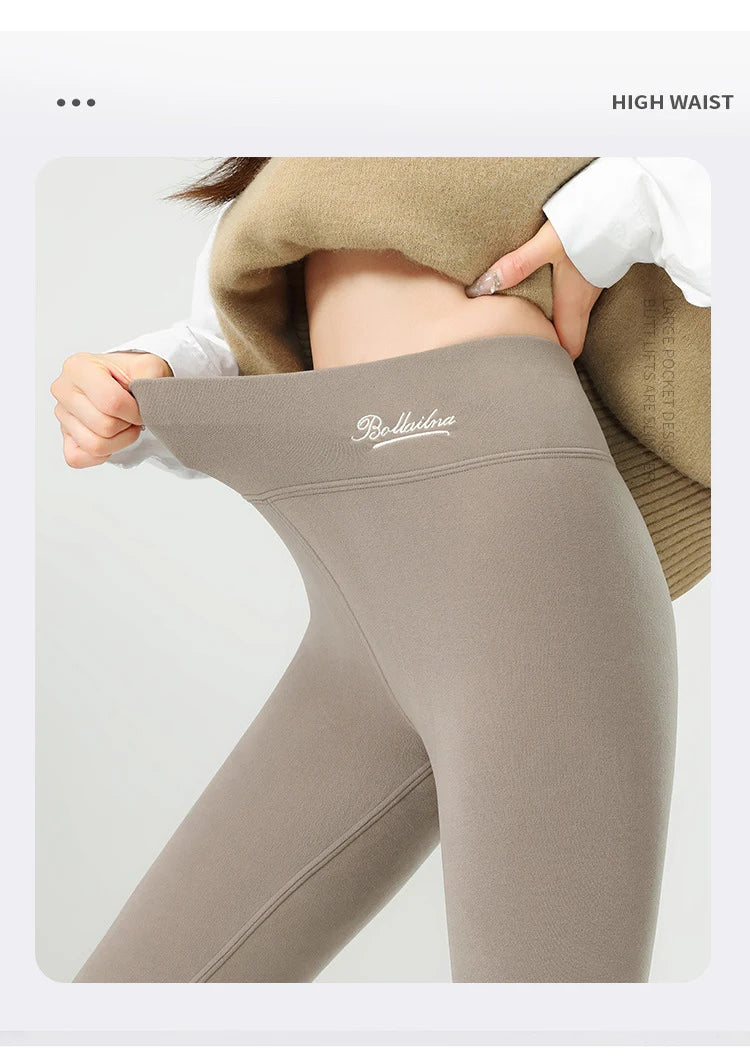 BIVIGAOS New Winter Warm Lambs Velvet Leggings Women High Waist Cotton Padded Pants Seamless Fleece Thickened Thermal Leggings