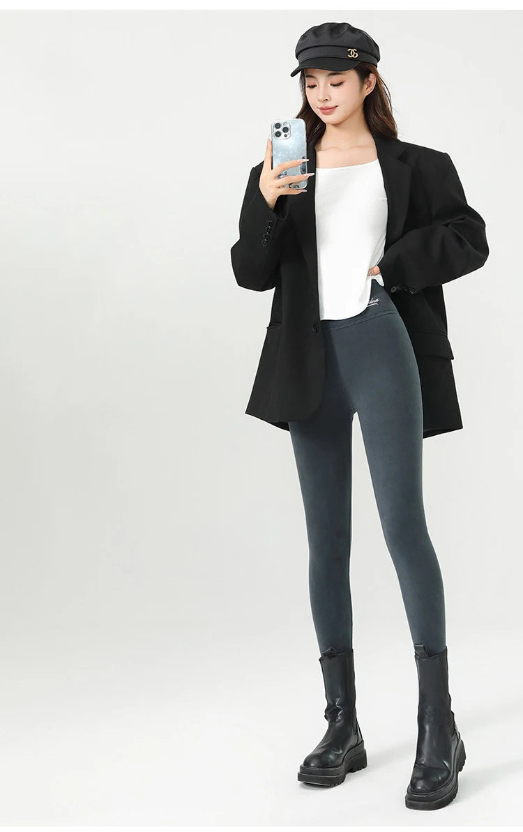 BIVIGAOS New Winter Warm Lambs Velvet Leggings Women High Waist Cotton Padded Pants Seamless Fleece Thickened Thermal Leggings