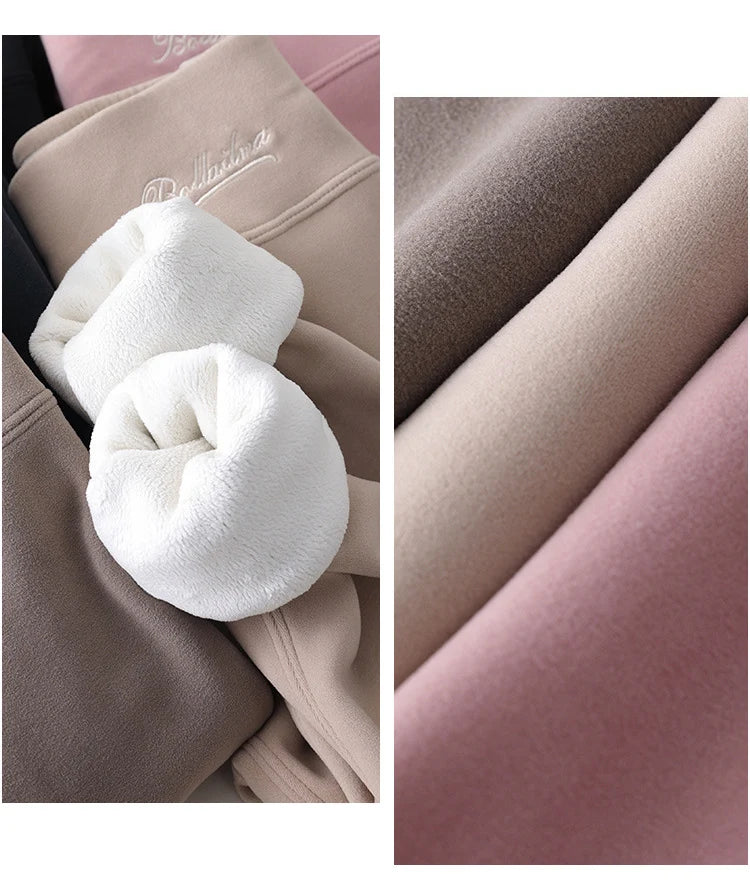 BIVIGAOS New Winter Warm Lambs Velvet Leggings Women High Waist Cotton Padded Pants Seamless Fleece Thickened Thermal Leggings