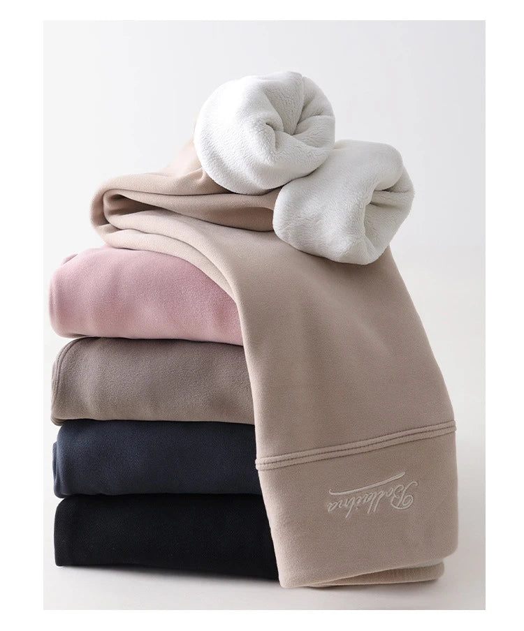 BIVIGAOS New Winter Warm Lambs Velvet Leggings Women High Waist Cotton Padded Pants Seamless Fleece Thickened Thermal Leggings