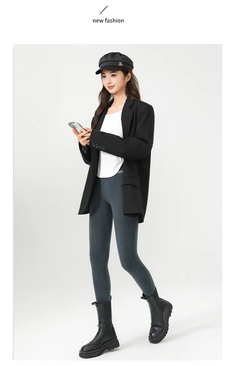 BIVIGAOS New Winter Warm Lambs Velvet Leggings Women High Waist Cotton Padded Pants Seamless Fleece Thickened Thermal Leggings