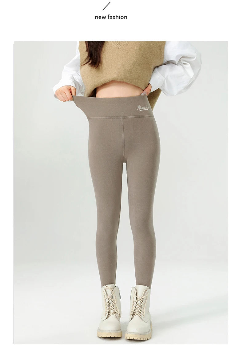BIVIGAOS New Winter Warm Lambs Velvet Leggings Women High Waist Cotton Padded Pants Seamless Fleece Thickened Thermal Leggings