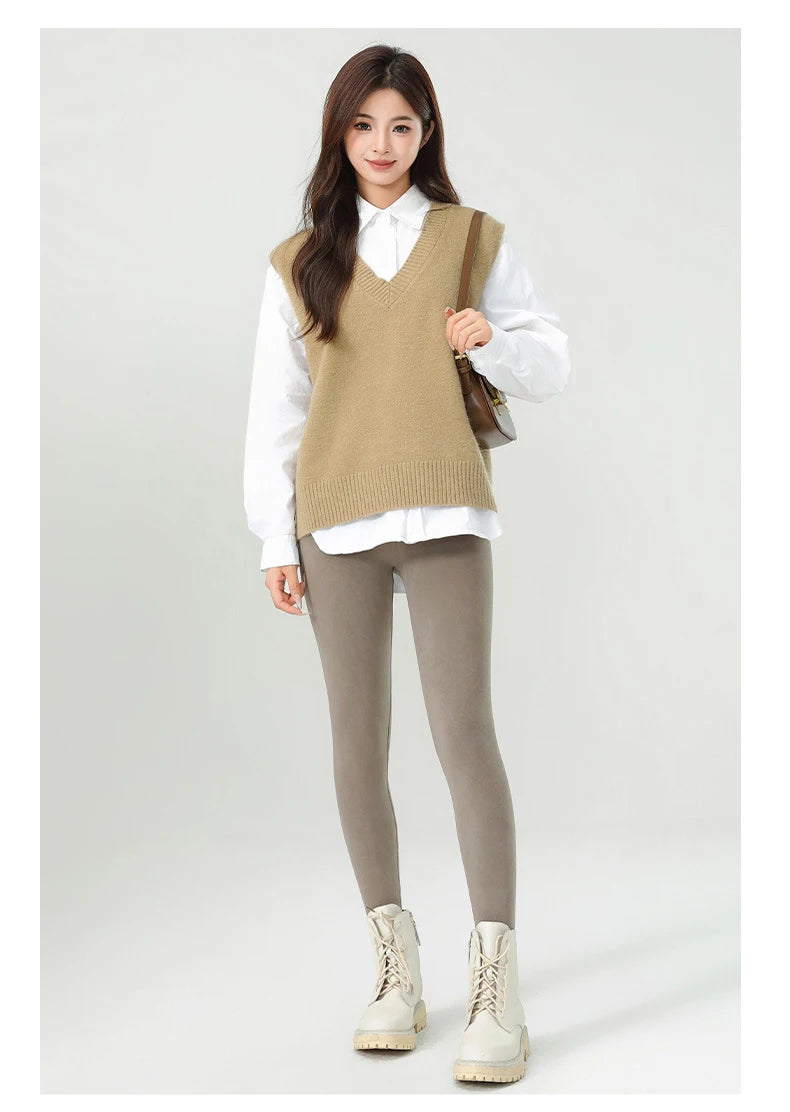 BIVIGAOS New Winter Warm Lambs Velvet Leggings Women High Waist Cotton Padded Pants Seamless Fleece Thickened Thermal Leggings